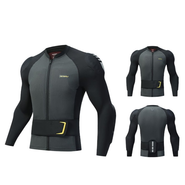 Geaca de vara moto cu armura, sistem avansat de ventilație, protectii full body certificate CE, centura cu element reflectorizant detasabila, confort în sezonul cald, Motowolf, Negru