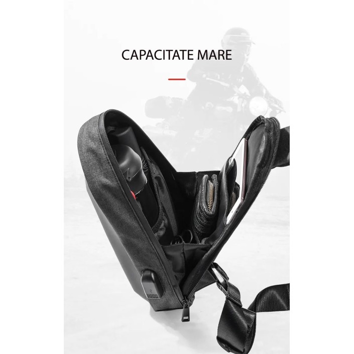 Geanta borseta moto MOTOWOLF cu protectie impotriva ploii si buzunare multiple, Tough Shell, Port Usb, buzunar lateral