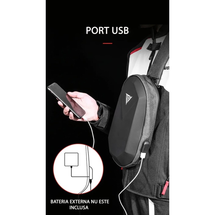 Geanta borseta moto MOTOWOLF cu protectie impotriva ploii si buzunare multiple, Tough Shell, Port Usb, buzunar lateral