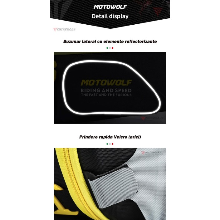 Geanta Moto Rezervor Motowolf Impermeabila cu Prindere Curea si Buzunar Touchscreen pentru telefon, Potrivita pentru Rezervor, Codita si ca ghiozdan moto, Include 2 Prinderi