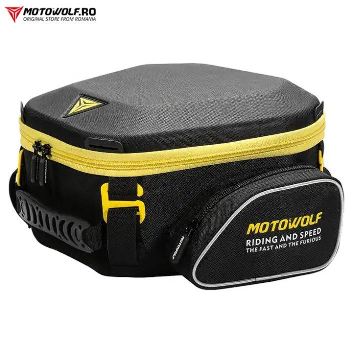 Geanta Moto Rezervor Motowolf Impermeabila cu Prindere Curea si Buzunar Touchscreen pentru telefon, Potrivita pentru Rezervor, Codita si ca ghiozdan moto, Include 2 Prinderi