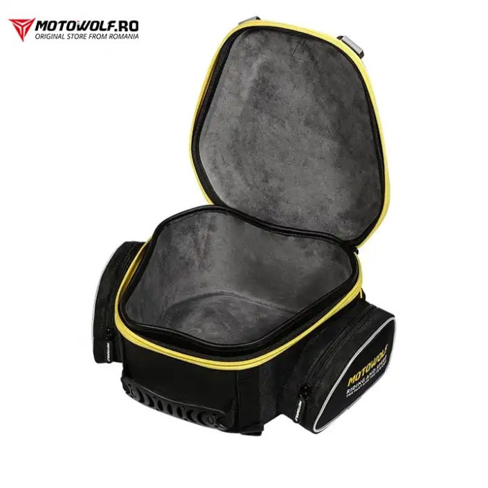 Geanta Moto Rezervor Motowolf Impermeabila cu Prindere Curea si Buzunar Touchscreen pentru telefon, Potrivita pentru Rezervor, Codita si ca ghiozdan moto, Include 2 Prinderi