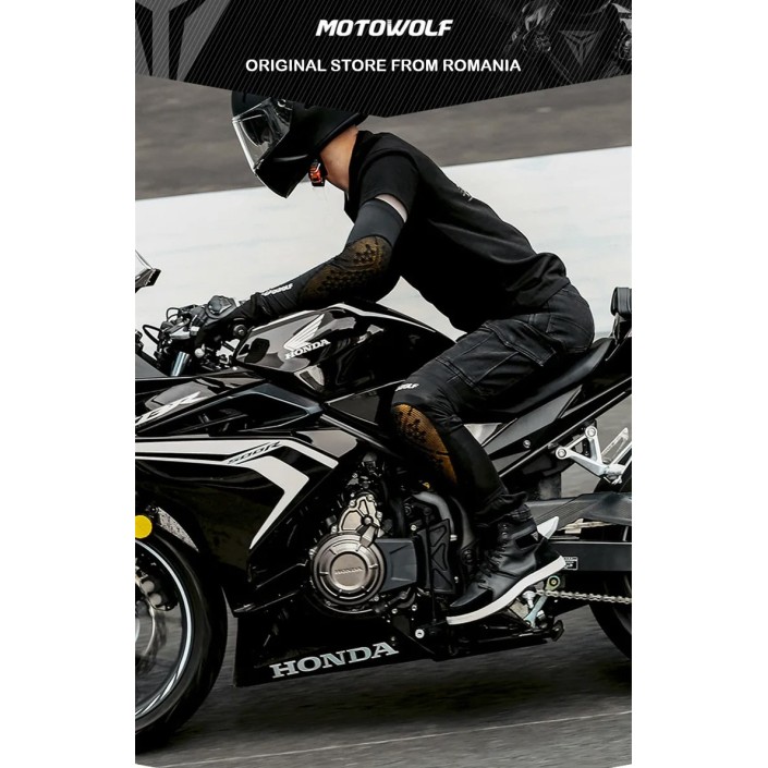 Genunchiere Moto/ATV/Bicicletă MOTOWOLF cu Protecții moi Certificate CE, universale, elastice Genunchiere Moto/ATV/Bicicletă MOTOWOLF cu Protecții moi Certificate CE, universale, elastice