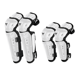 Set genunchiere si cotiere moto, adjustabile, prindere Velcro, eliberare rapida, ventilate, protectie Shell certificata CE, model 1029 Alb, Motowolf