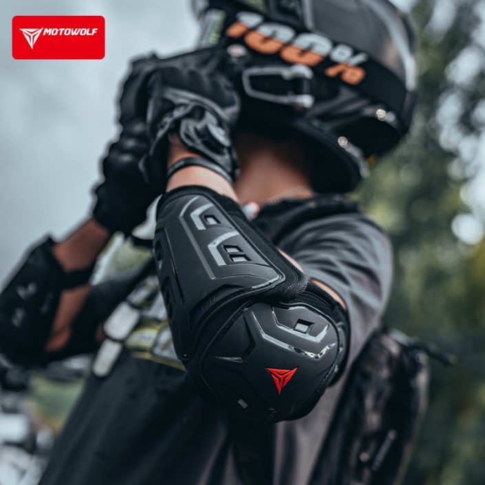 Set genunchiere si cotiere moto, adjustabile, prindere Velcro, eliberare rapida, ventilate, protectie Shell certificata CE, model 1029, Motowolf
