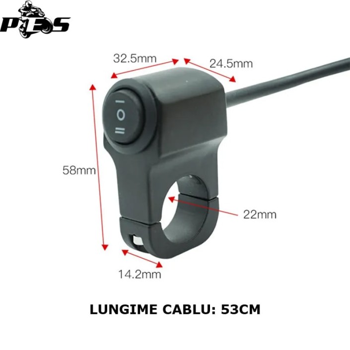 Întrerupător Ghidon Motocicletă, ATV, scuter 12V, aluminiu, 3 pozitii, prindere cadru, Negru