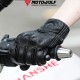 Manusi moto/atv/bicicleta piele cu aerisire Motowolf, protectie carbon, touchscreen, confort, inchidere velcro, Negru
