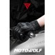 Manusi moto/atv/bicicleta piele cu aerisire Motowolf, protectie carbon, touchscreen, confort, inchidere velcro, Negru