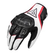 Manusi moto/atv/bicicleta piele MotoWolf, protectie carbon, touchscreen, Airmatic, Alb