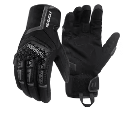 Manusi moto din microfibră antiderapantă și protecție avansată, Motowolf, Confort și control excelent, compatibile cu ecranele telefoanelor, protectii TPR, respirabile, Negru