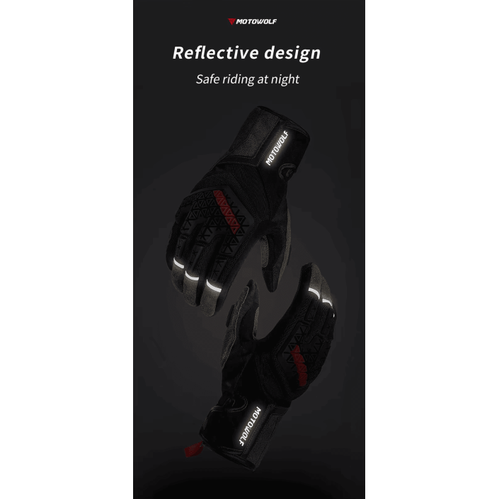 Manusi moto din microfibră antiderapantă și protecție avansată, Motowolf, Confort și control excelent, compatibile cu ecranele telefoanelor, protectii TPR, respirabile, Negru