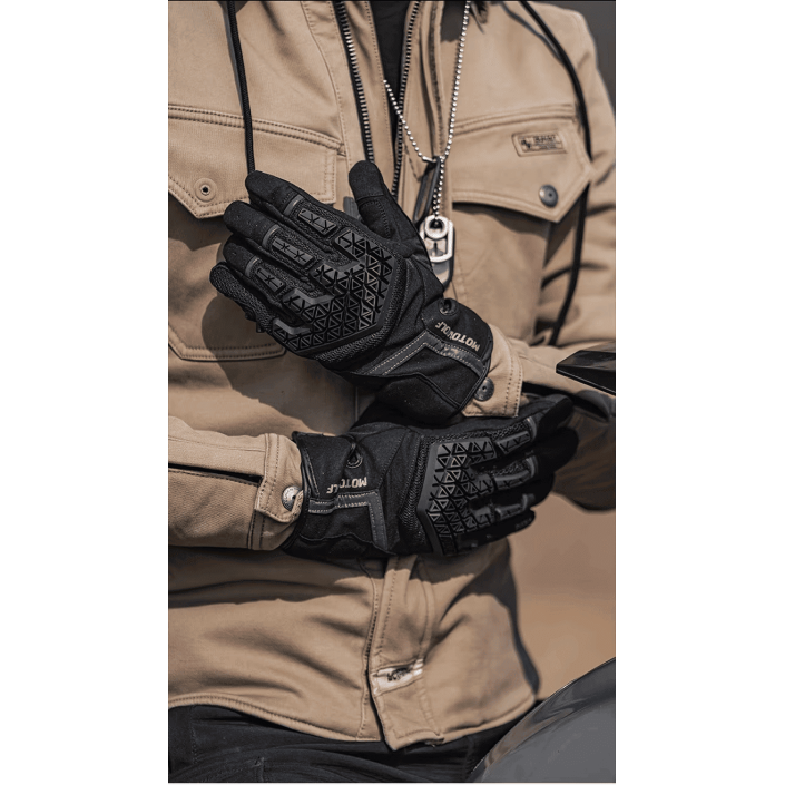 Manusi moto din microfibră antiderapantă și protecție avansată, Motowolf, Confort și control excelent, compatibile cu ecranele telefoanelor, protectii TPR, respirabile, Negru