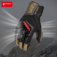 Manusi moto din microfibră antiderapantă și protecție avansată, Motowolf, Confort și control excelent, compatibile cu ecranele telefoanelor, protectii TPR, respirabile, Maro 