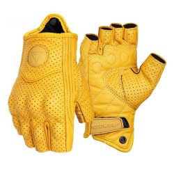 Manusi moto/atv/bicicleta piele fara degete MotoWolf, protectie carbon, Galben