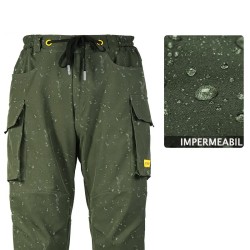 Pantaloni moto/atv bumbac, protectii soft genunchi si sold detasabile, material respirabil si elastic, impermeabil, Verde