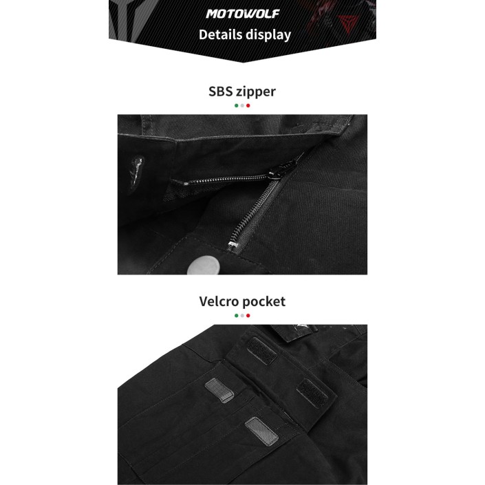 Pantaloni moto cu protectii certificate CE, protectii incluse ajustabile si detasabile, buzunare multiple, Negru Pantaloni moto cu protectii certificate CE, protectii incluse ajustabile si detasabile, buzunare multiple, Negru