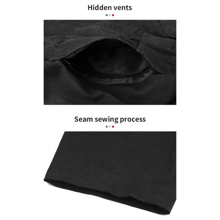 Pantaloni moto cu protectii certificate CE, protectii incluse ajustabile si detasabile, buzunare multiple, Negru Pantaloni moto cu protectii certificate CE, protectii incluse ajustabile si detasabile, buzunare multiple, Negru
