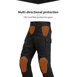 Pantaloni moto cu protectii certificate CE, protectii incluse ajustabile si detasabile, buzunare multiple, Maro