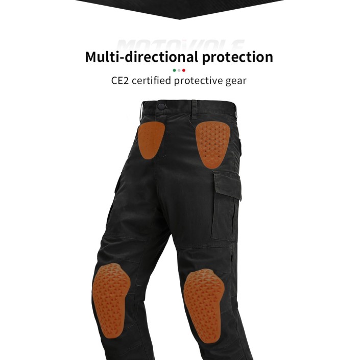 Pantaloni moto cu protectii certificate CE, protectii incluse ajustabile si detasabile, buzunare multiple, Negru Pantaloni moto cu protectii certificate CE, protectii incluse ajustabile si detasabile, buzunare multiple, Negru