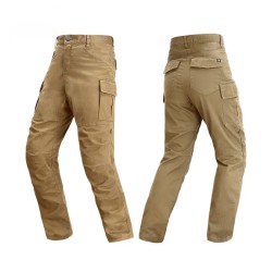 Pantaloni moto cu protectii certificate CE, protectii incluse ajustabile si detasabile, buzunare multiple, Maro
