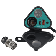 Priză USB, Type-C, bricheta 66W pentru motociclete, ATV-uri și scutere – Încărcare rapidă, voltmetru, senzor de temperatură și capac impermeabil