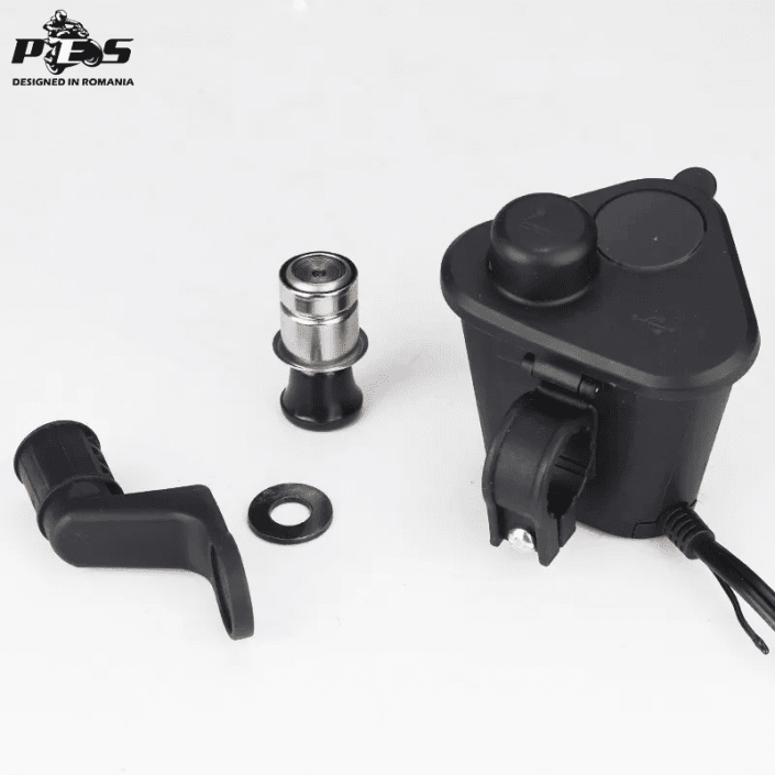 Priză USB, Type-C, bricheta 66W pentru motociclete, ATV-uri și scutere – Încărcare rapidă, voltmetru, senzor de temperatură și capac impermeabil