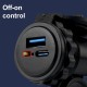 Priza moto/auto/atv fast charge, 3.1a, port usb, port usb-C, impermeabil, inlcude 2 tipuri de prindere, 18W, buton on/off, Pes Holding