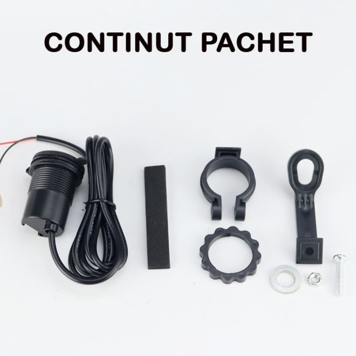 Priza moto/auto/atv fast charge, 3.1a, port usb, port usb-C, impermeabil, inlcude 2 tipuri de prindere, 18W, buton on/off, Pes Holding