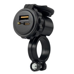 Priza moto/auto/atv fast charge, 3.1a, port usb, port usb-C, impermeabil, inlcude 2 tipuri de prindere, 18W, buton on/off, Pes Holding