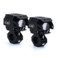 Set 2 proiectoare moto LED cu putere mare, rezistente la apă, corp aluminiu, 2 culori, 6500K, prindere cadru