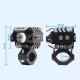 Set 2 proiectoare moto LED cu putere mare, rezistente la apă, corp aluminiu, 2 culori, 6500K, prindere cadru Set 2 proiectoare moto LED cu putere mare, rezistente la apă, corp aluminiu, 2 culori, 6500K, prindere cadru