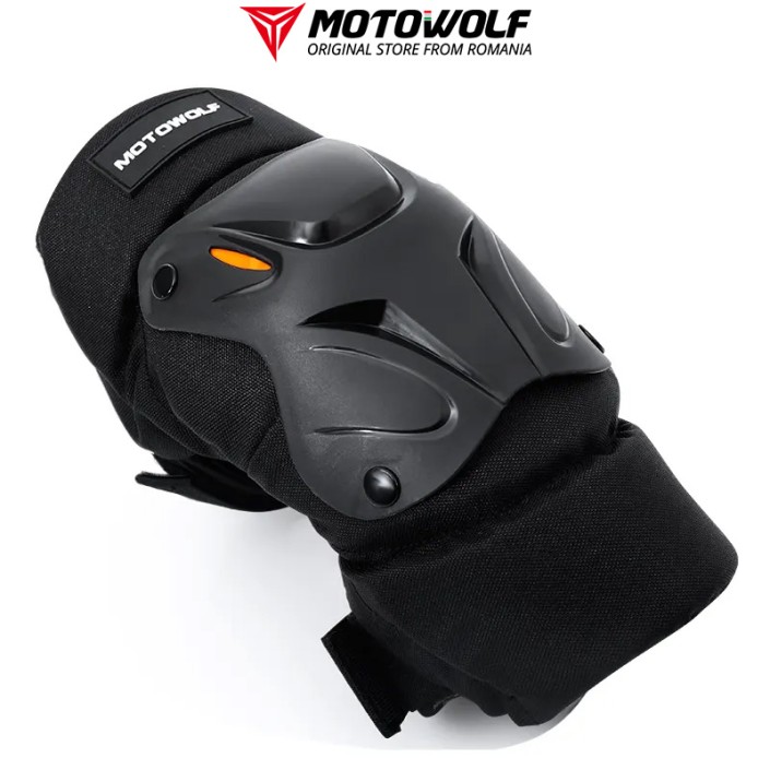 Set genunchere si cotiere moto/ciclism reflectorizante MOTOWOLF, ajustabile, material respirabil, universale