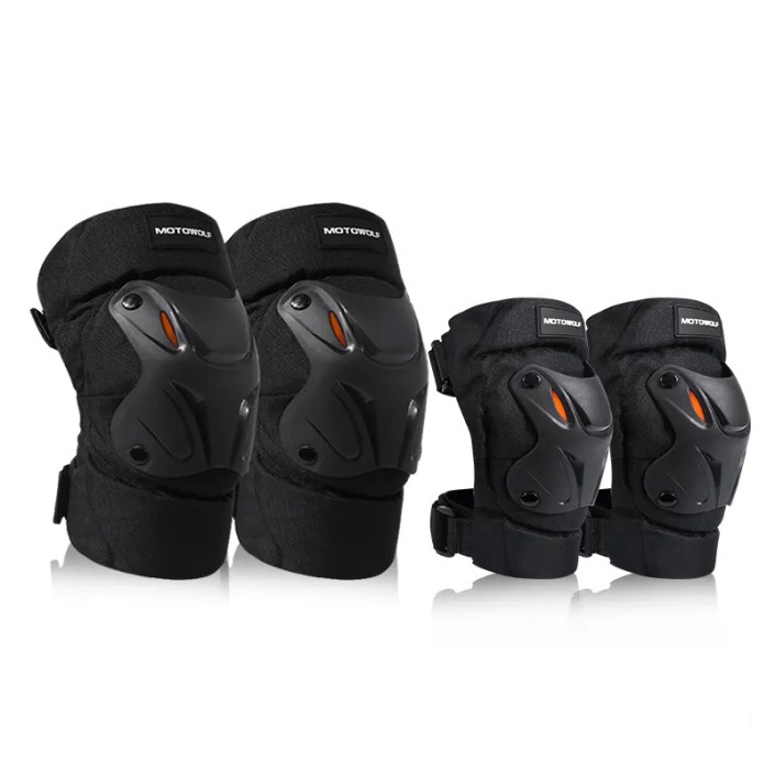 Set genunchere si cotiere moto/ciclism reflectorizante MOTOWOLF, ajustabile, material respirabil, universale