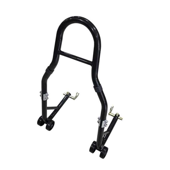 Stander de motocicleta spate universal, reglabil, include 2 tipuri de adaptoare de prindere , pin L si Y, Negru Stander de motocicleta spate universal, reglabil, include 2 tipuri de adaptoare de prindere , pin L si Y, Negru
