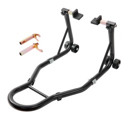 Stander spate universal pentru motocicletă, reglabil, cu adaptoare L (pin) și Y, negru