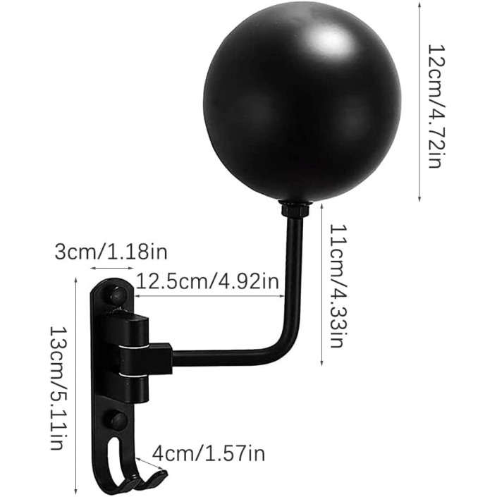 Suport de perete pentru casca moto, palarie, geaca moto, reglabil 180°, anticoroziune, Pes Holding Suport de perete pentru casca moto, palarie, geaca moto, reglabil 180°, anticoroziune, Pes Holding