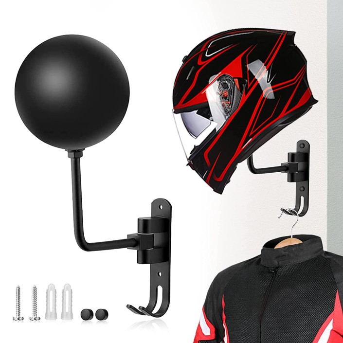 Suport de perete pentru casca moto, palarie, geaca moto, reglabil 180°, anticoroziune, Pes Holding Suport de perete pentru casca moto, palarie, geaca moto, reglabil 180°, anticoroziune, Pes Holding
