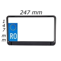 Suport placuta inmatriculare moto, potrivit pentru motocicleta, scuter, atv, 24.7 cm x 14.6 cm, Negru