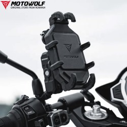 Suport Telefon Moto, atv, scuter antivibratii MOTOWOLF cu incarcare wireless si port Usb,  Universal, Robust , prindere cadru/oglinda