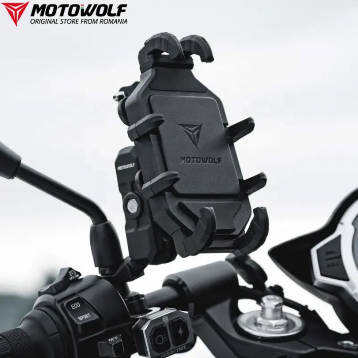 Suport Telefon Moto, atv, scuter antivibratii MOTOWOLF cu incarcare wireless si port Usb, Universal, Robust , prindere cadru Suport Telefon Moto, atv, scuter antivibratii MOTOWOLF cu incarcare wireless si port Usb, Universal, Robust , prindere cadru