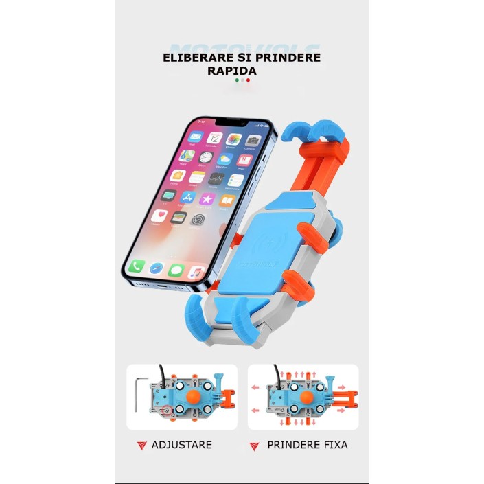 Suport Telefon Moto, atv, scuter antivibratii MOTOWOLF cu incarcare wireless si port Usb, Universal, Robust , prindere cadru Suport Telefon Moto, atv, scuter antivibratii MOTOWOLF cu incarcare wireless si port Usb, Universal, Robust , prindere cadru
