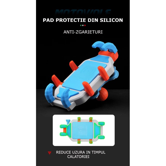 Suport Telefon Moto, atv, scuter antivibratii MOTOWOLF cu incarcare wireless si port Usb, Universal, Robust , prindere cadru Suport Telefon Moto, atv, scuter antivibratii MOTOWOLF cu incarcare wireless si port Usb, Universal, Robust , prindere cadru