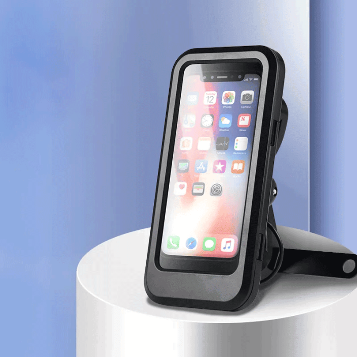 Suport Moto Telefon 360° Rotativ cu Carcasă Impermeabilă și Încărcare USB - Compatibil Telefoane 4.7-6.6 inch, prindere cadru+oglinda